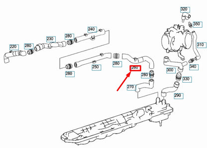 NEW MB CL C215 CYLINDER HEAD TO HEAT EXCHANGER HOSE A1370180482 ORIGINAL
