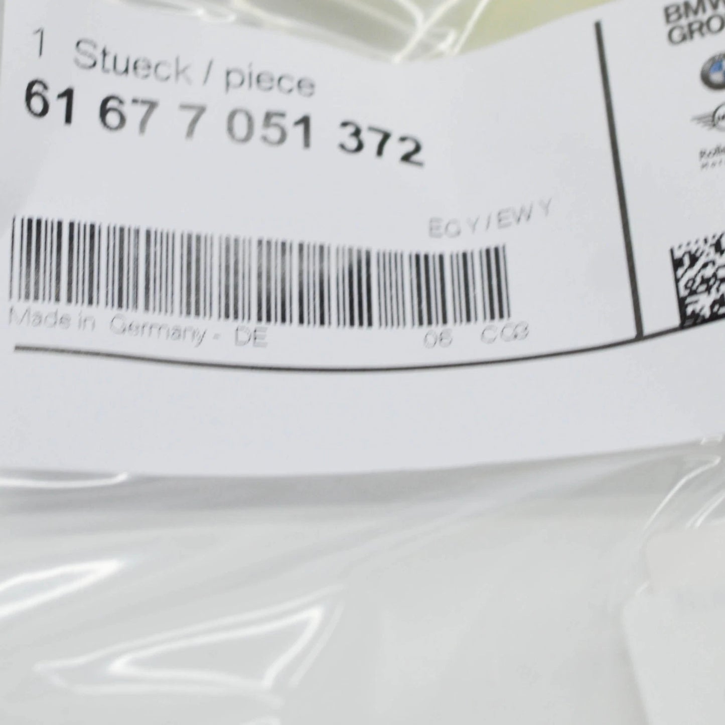 NEW BMW 6 CABRIO E64 HEADLIGHT WASHER HOSE 61677051372 7051372 ORIGINAL