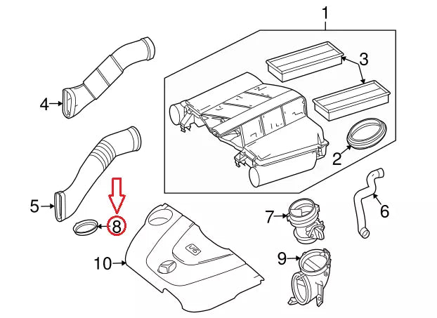 NEW MERCEDES BENZ CLK C209 AIR INTAKE SEAL GASKET A2721410780 ORIGINAL