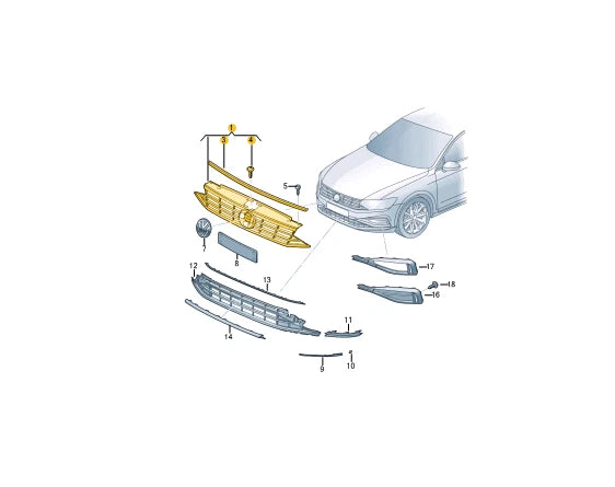 NEW VW PASSAT ALLTRACK B8 3G FRONT BUMPER RADIATOR GRILLE 3G0853651AQBKZ