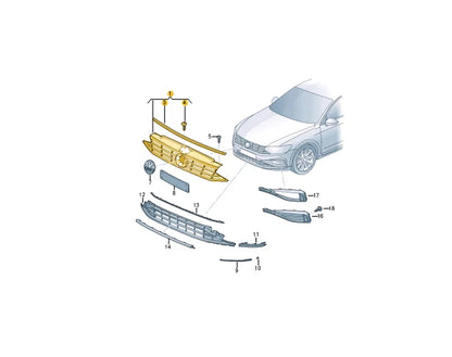 NEW VW PASSAT ALLTRACK B8 3G FRONT BUMPER RADIATOR GRILLE 3G0853651AQBKZ