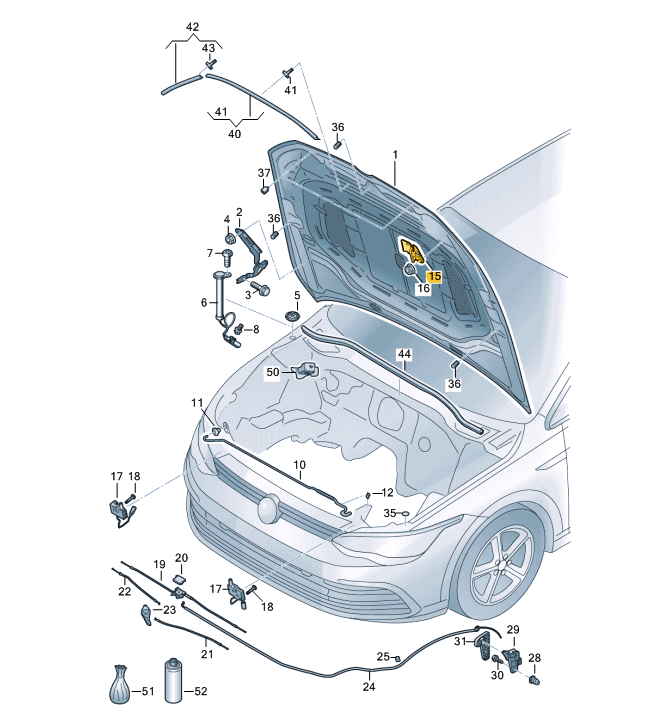 NEW VOLKSWAGEN GOLF MK8 FRONT BONNET LEFT STRIKER 5H0823185C ORIGINAL