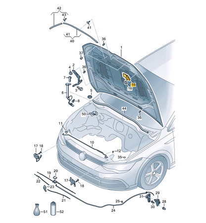 NEW VOLKSWAGEN GOLF MK8 FRONT BONNET LEFT STRIKER 5H0823185C ORIGINAL