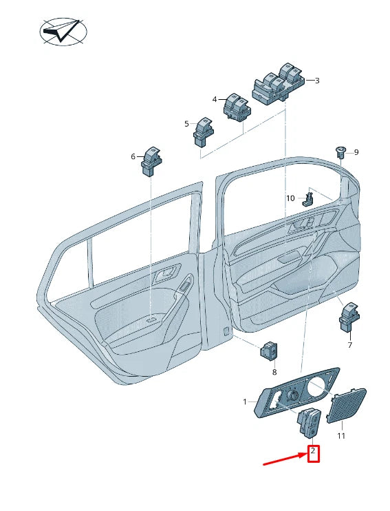 NEW VW GOLF SPORTSVAN AM LEFT CENTRAL LOCKING SWITCH LHD 510962125WHS ORIGINAL