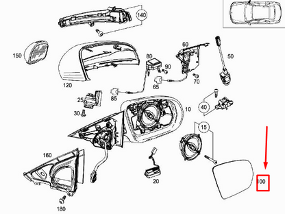 new mercedes-benz c w205 front left door mirror glass a0998101716 original