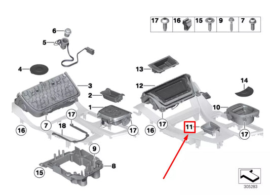 NEW BMW 5 F10 REAR CENTER CONSOLE TRAY 51169206351 9206351 ORIGINAL