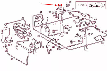 NEW MB SL R129 FRONT RIGHT HYDRAULIC SUSPENSION HOSE A1299973182 ORIGINAL