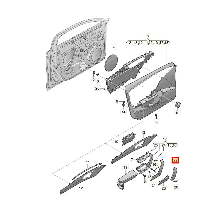 NEW SEAT LEON KL1 HANDLE SHELL COVER 5FA867198BWWT ORIGINAL