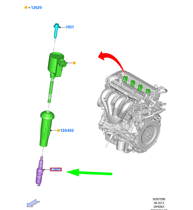 new ford kuga c520 mk2 spark plug cv6e-12405-aa 5158132 original