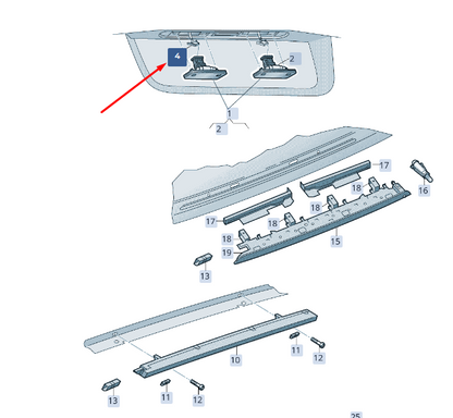 new skoda superb mk3 license plate light flat contact housing 4b0971832 original