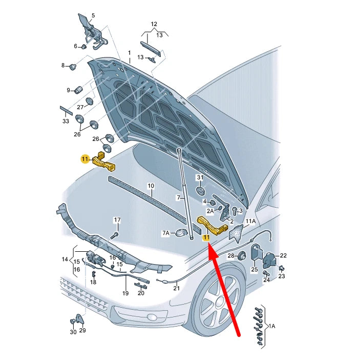 NEW AUDI A5 8T3 FRONT LEFT HOOD SEAL 8T0823721H ORIGINAL