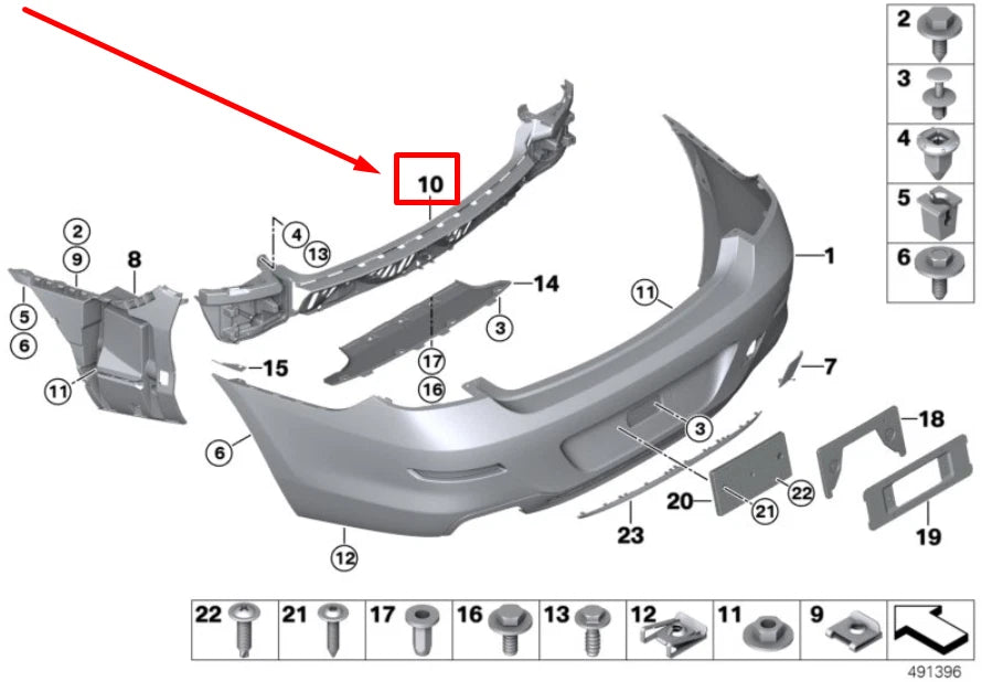 NEW BMW 6 F06 REAR BUMPER CENTER SUPPORT BRACKET 7223161 51127223161 ORIGINAL