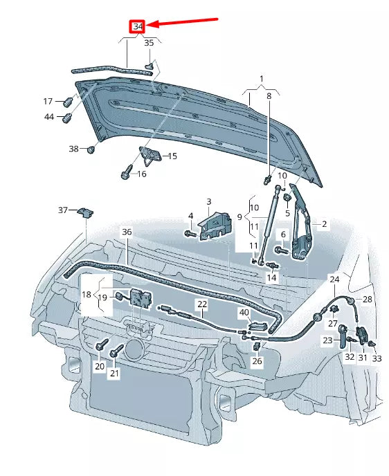 NEW VOLKSWAGEN CADDY 2K MK3 FRONT LID GASKET SEAL 1T0823707C
