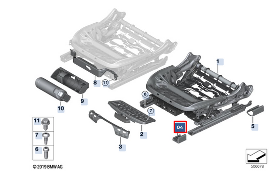 new bmw x4 g02 front exterior left seat rail cover 52107415073 original