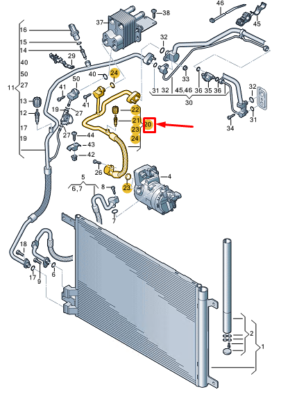new vw tiguan ad a/c refrigerant line 5qf816743af original