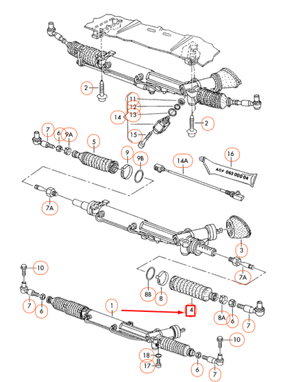 NEW AUDI A8 D3 FRONT STEERING RACK BOOT GAITER 4E0419831 ORIGINAL