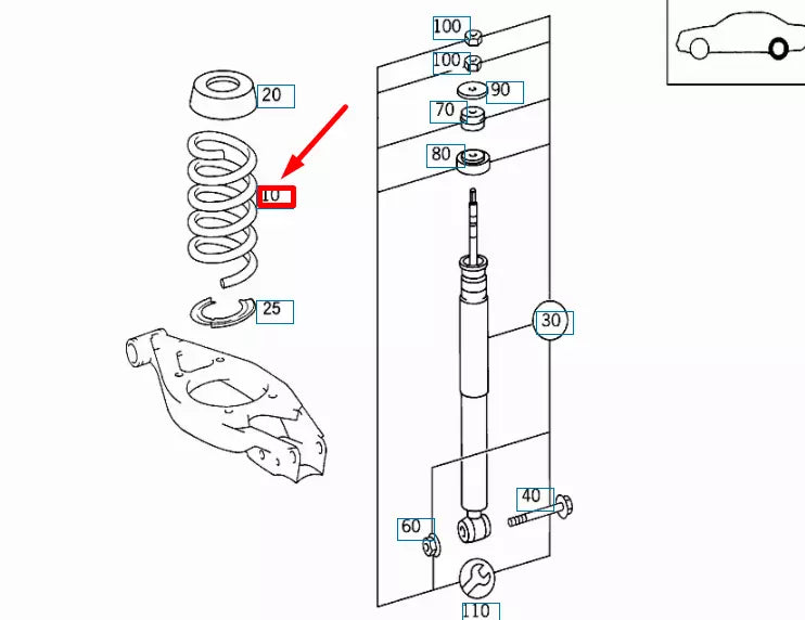 NEW MERCEDES-BENZ SLK R172 REAR COIL SPRING A2103243404 ORIGINAL