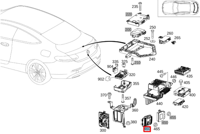 NEW MB C C205 AMG REAR TRUNK BOOT DYNAMIC CONTROL MODULE A2059005629 ORIGINAL