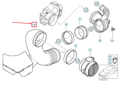 NEW BMW X5 E53 RUBBER BOOT WITH RESONATOR 13717503145 7503145 ORIGINAL