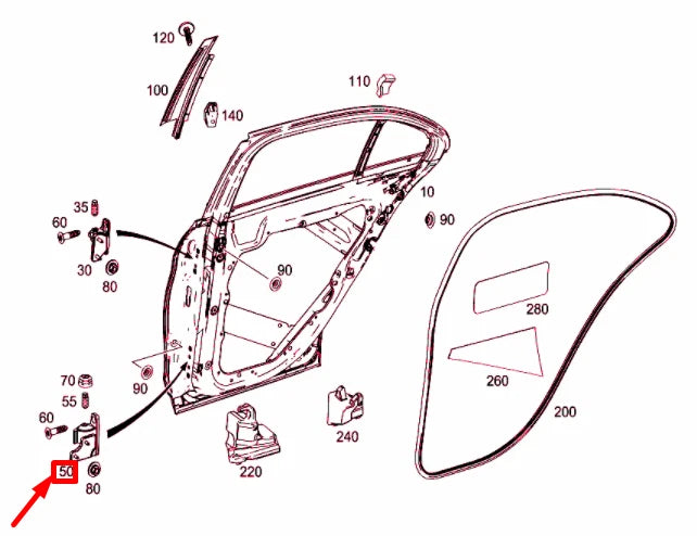 NEW MERCEDES-BENZ C W205 REAR LEFT DOOR BOTTOM HINGE A2057300337 ORIGINAL