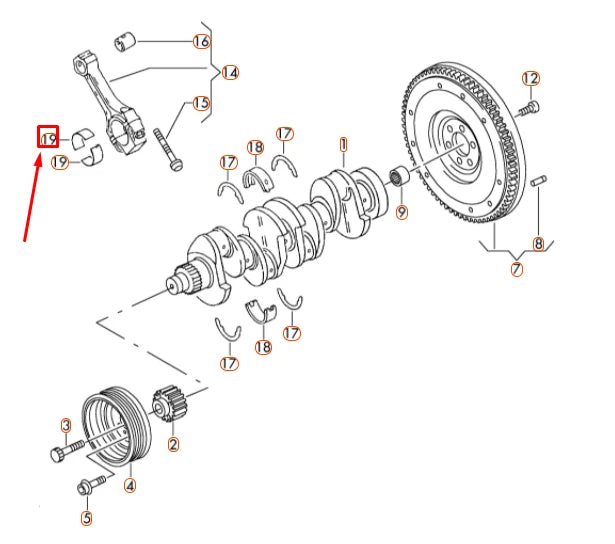NEW AUDI A3 8P1 UPPER CONNECTING ROD BEARING SHELL 038105701A007 ORIGINAL