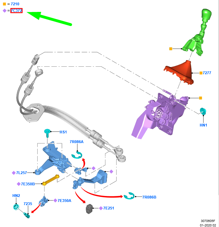 new ford transit mk4 gear shift lever 2479194 6c1r-7c372-cf original