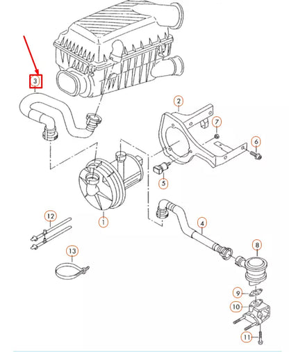 NEW AUDI A3 8P SECONDARY AIR PUMP CONNECTING HOSE 1K0131149C