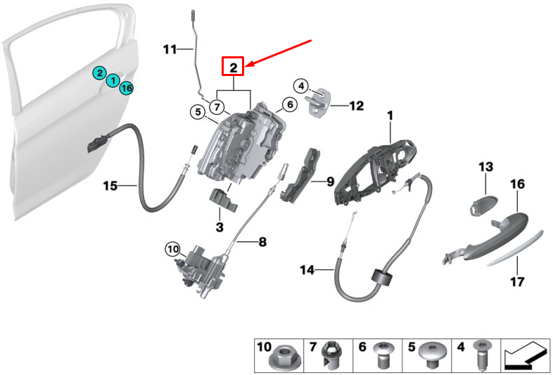 new bmw x5 g05 rear left door lock 51227477711 original