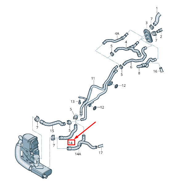 new audi a8 4h auxiliary heater coolant hose 4h0265387k original