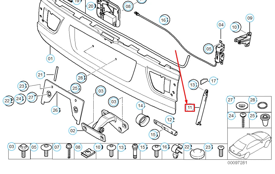 NEW BMW X5 E53 TRUNK BOOT LID BOTTOM SUPPORT 51248402195 8402195 ORIGINAL