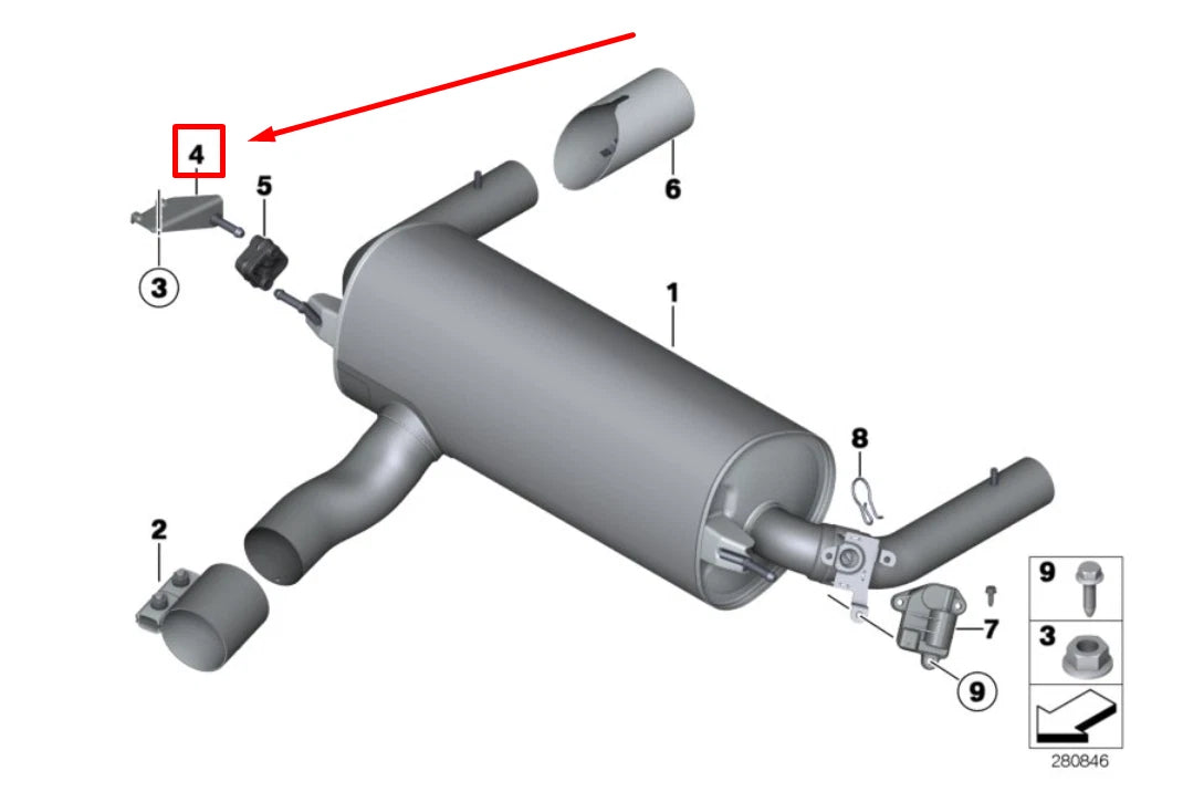 NEW BMW 3 F30 REAR RIGHT MUFFLER BRACKET 7620317 18307620317 NE W ORIGINAL