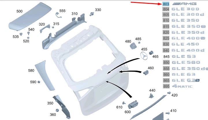 NEW MERCEDES-BENZ GLE W167 REAR AMG TRUNK BOOTLID BADGE A1678176100 ORIGINAL
