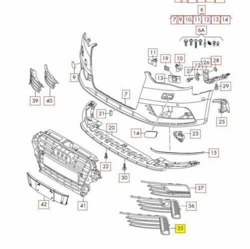 NEW Genuine AUDI A3 8V Front Bumper Lower  Left side Grill 8V58076819B9 OEM VW