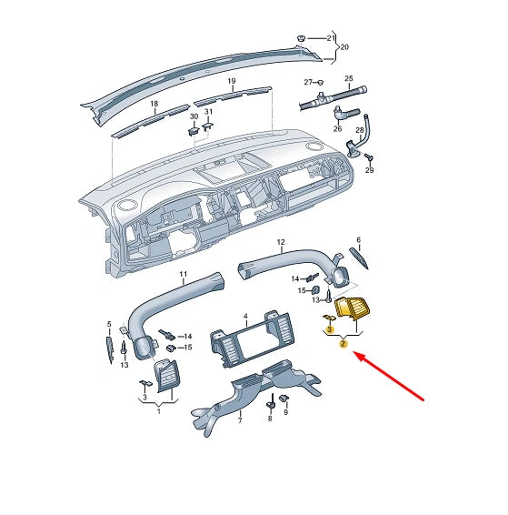 NEW VW TRANSPORTER T6 DASHBOARD RIGHT AIR VENT RHD 7E6819204HGVK ORIGINAL