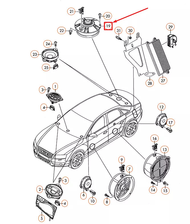 NEW AUDI A4 B8 REAR CENTRE BASS LOUDSPEAKER 8T0035412