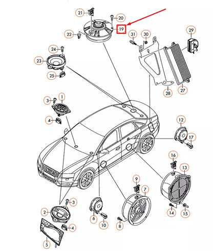 NEW AUDI A4 B8 REAR CENTRE BASS LOUDSPEAKER 8T0035412