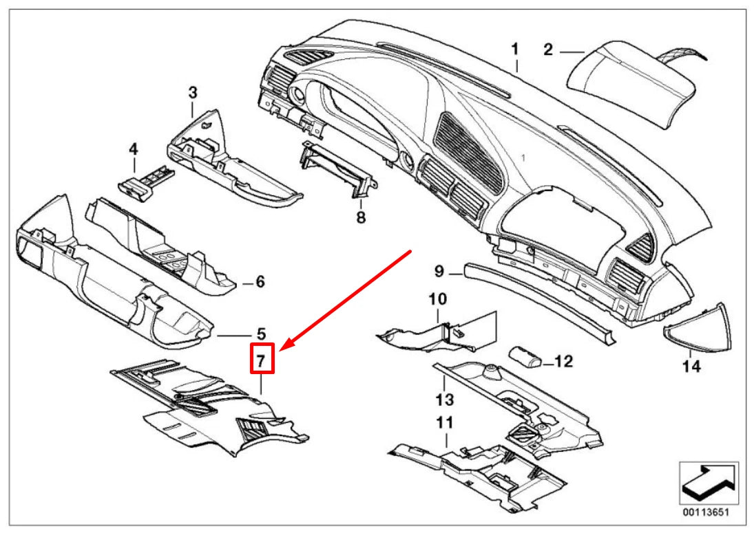 NEW BMW 7 E38 LEFT INSTRUMENT PANEL TRIM 51457003326 7003326 ORIGINAL