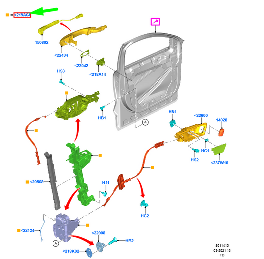 new ford kuga mk3 front left door latch rhd 2455534 lv4b-s219a65-de original