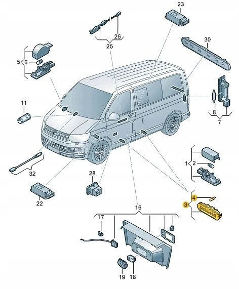 NEW VOLKSWAGEN TRANSPORTER T5 ENTRY DOOR LIGHTING 7E5947415F72A