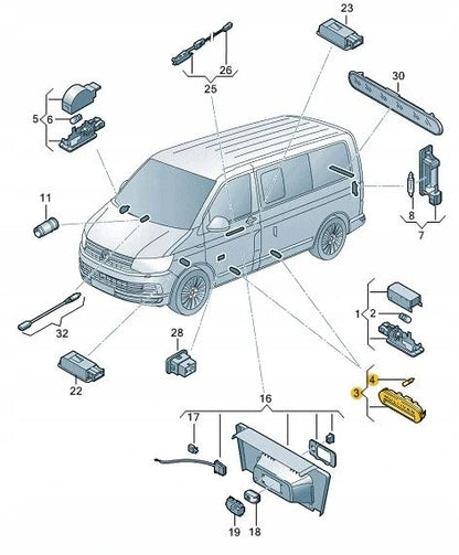 NEW VOLKSWAGEN TRANSPORTER T5 ENTRY DOOR LIGHTING 7E5947415F72A