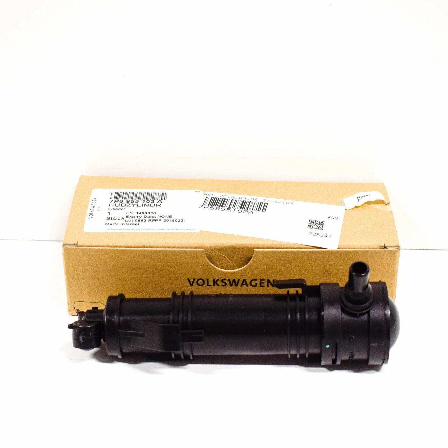 NEW VW TOUAREG 7P FRONT LEFT HEADLIGHT WASHER CYLINDER 7P6955103A ORIGINAL