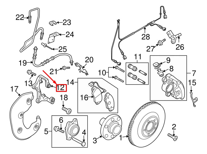 NEW AUDI A5 SPORTBACK 8T FRONT RIGHT CALIPER CARRIER 8T0615126 ORIGINAL