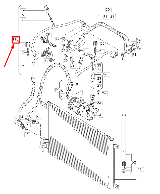 new volkswagen arteon 3h7 ac hose pipe 3q0820741k original