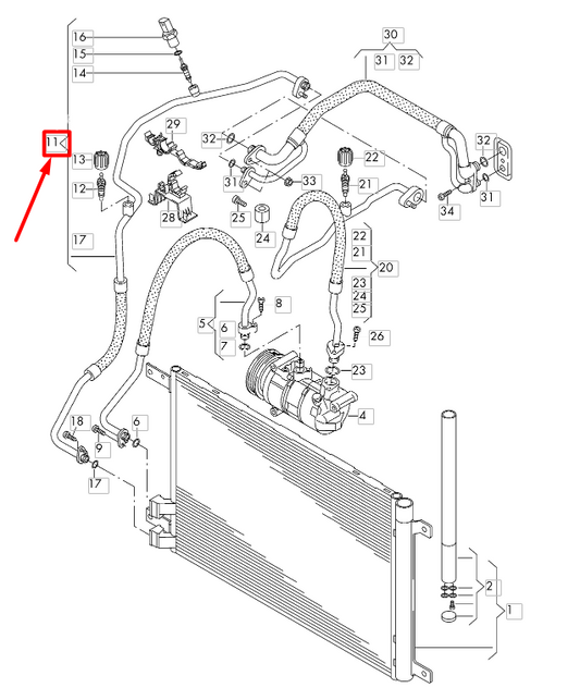 new volkswagen arteon 3h7 ac hose pipe 3q0820741k original