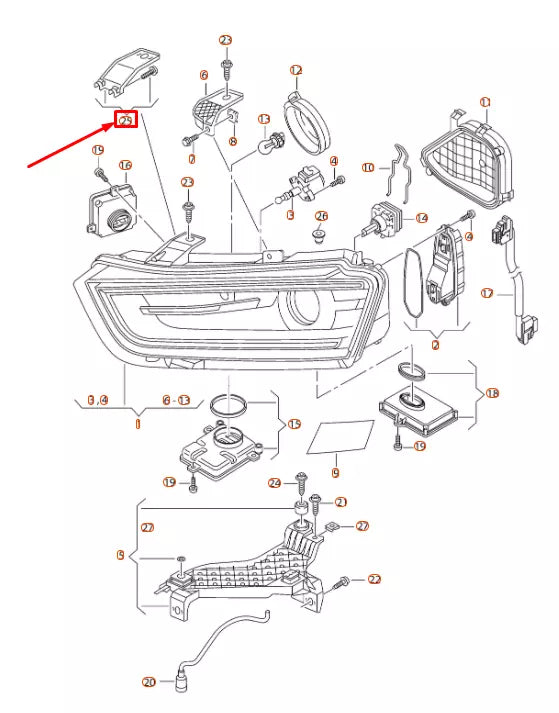 NEW AUDI Q3 8U HEADLAMP HOUSING INNER REPAIR SET 8U0998121A ORIGINAL