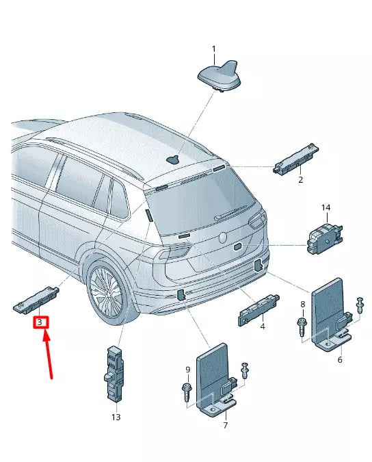 NEW VOLKSWAGEN TIGUAN AD1 LEFT UPPER ANTENNA AMPLIFIER 5NA035577A