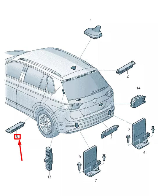 NEW VOLKSWAGEN TIGUAN AD1 LEFT UPPER ANTENNA AMPLIFIER 5NA035577A
