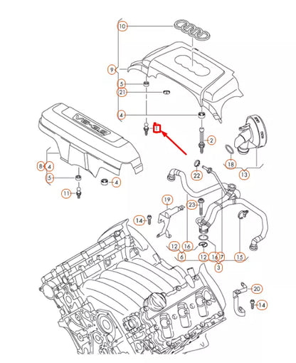 NEW AUDI A4 B7 ENGINE COVER BALL HEAD MOUNT 06E103164 ORIGINAL