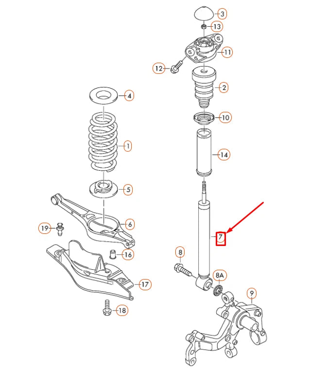 NEW VOLKSWAGEN CC REAR GAS SHOCK ABSORBER 3C0513049CJ ORIGINAL