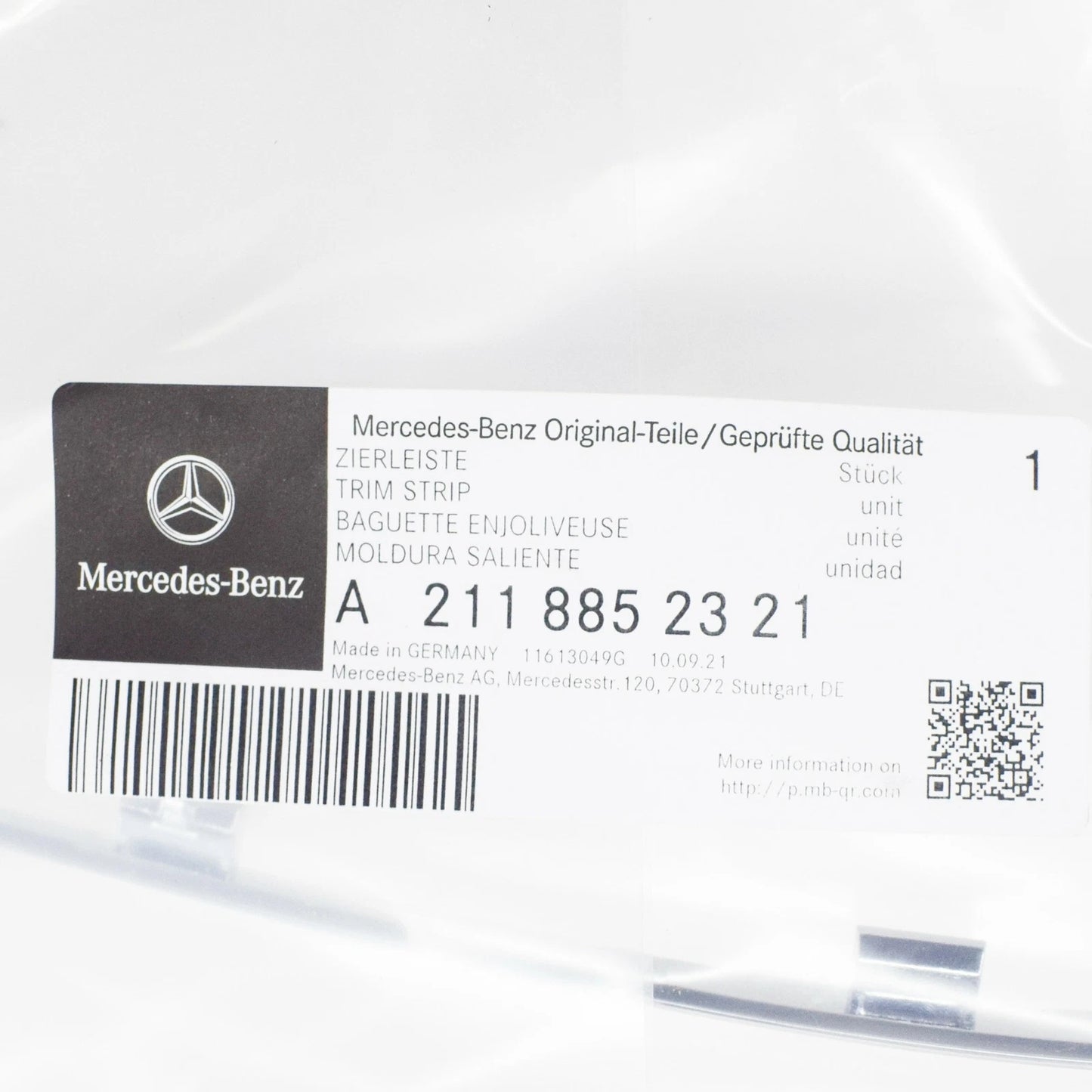 NEW MB E S211 FRONT BUMPER LEFT LOWER MOULDING A2118852321